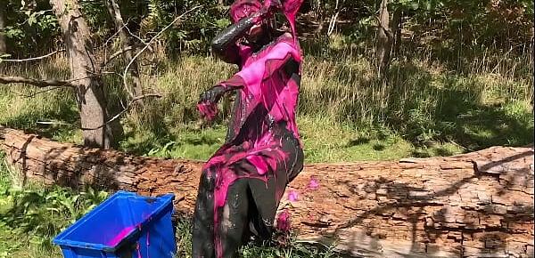  Messy Cute Girl, Dirty Muddy and Gunged in Sexy Pink